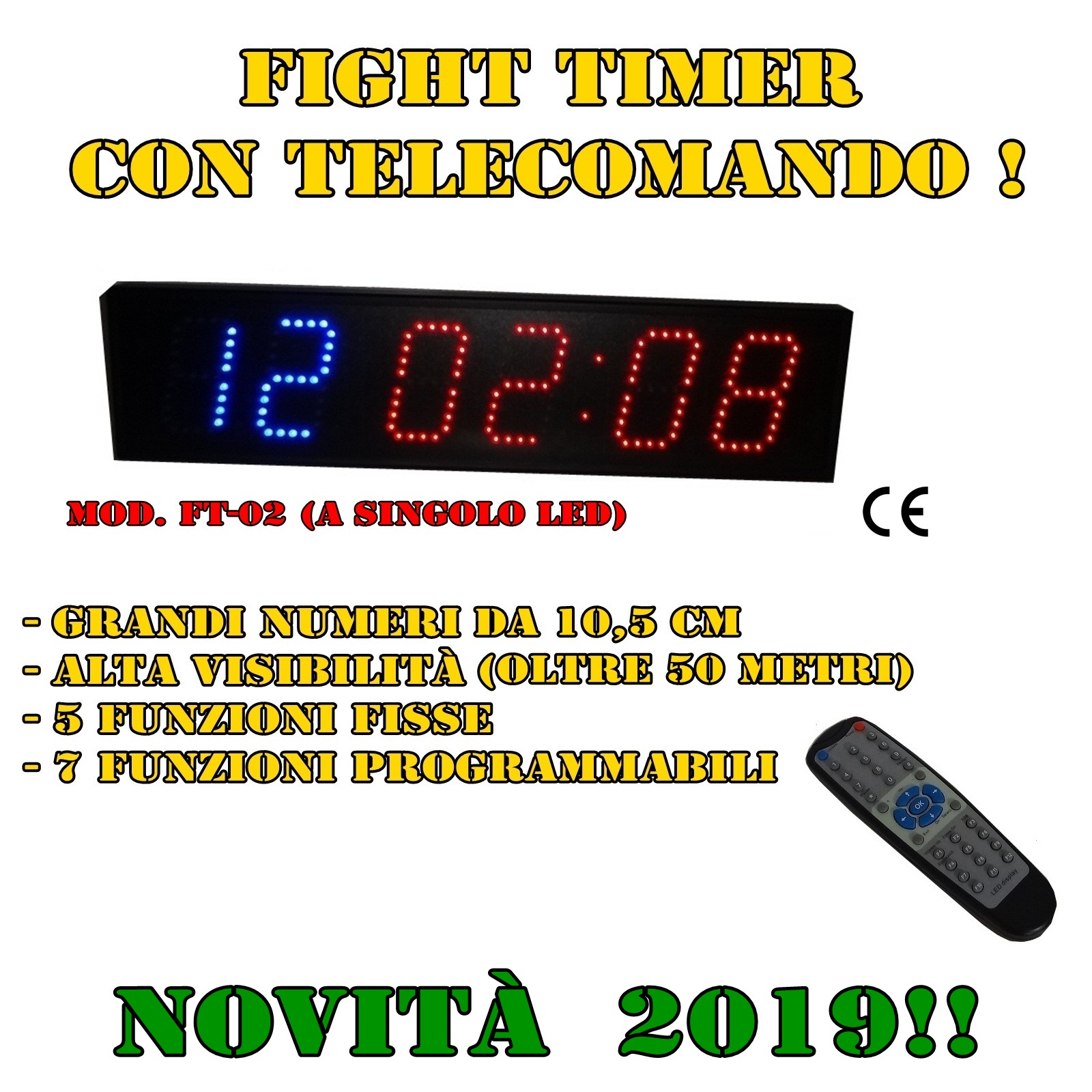 COD. FT-01_ Fight Timer - orologio-cronometro multifunzione